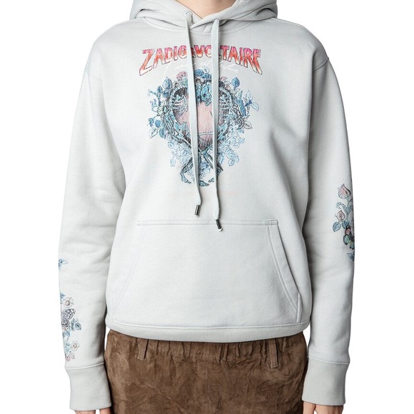 Zadig & Voltaire Spencer Multicusto Skull Heart Sweatshirt size Small